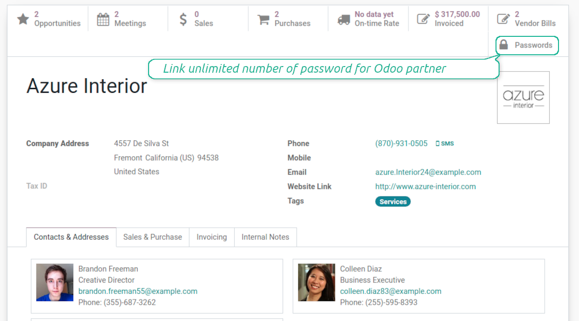 Odoo partners passwords