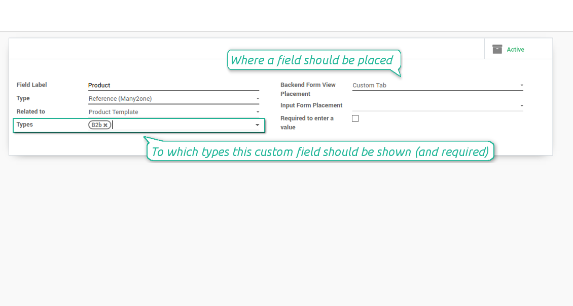 Custom fields depend on CRM lead types