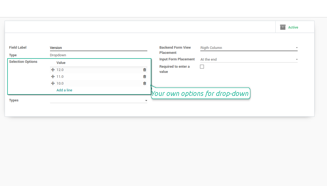 Selection fields for CRM opportunities and leads