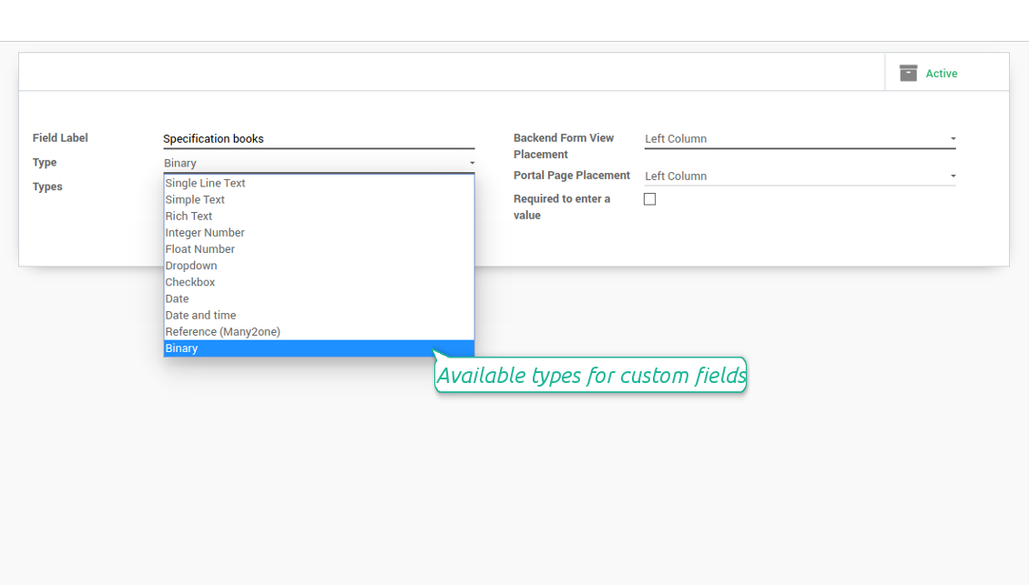 Field types for custom tasks