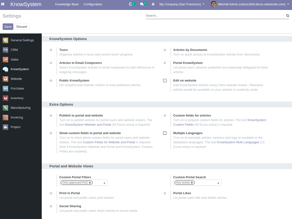 KnowSystem Odoo Knowledge Base 13