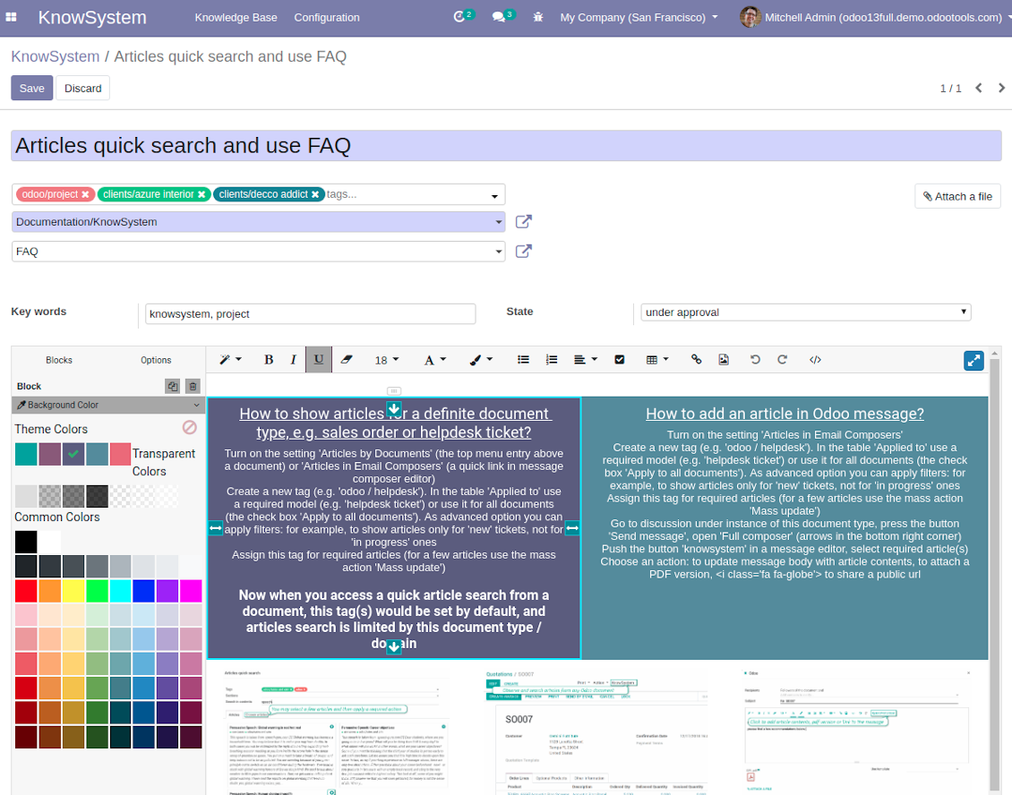 Edit knowledge records in backend