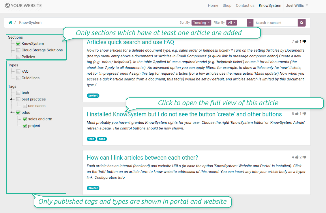 Portal and public articles
