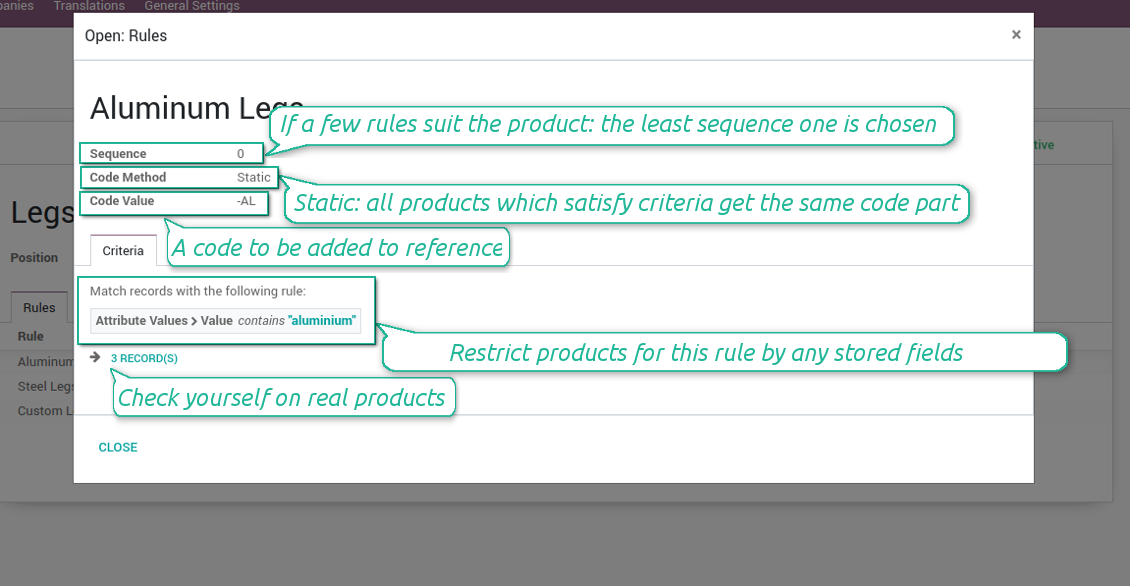 Static rules in product coding