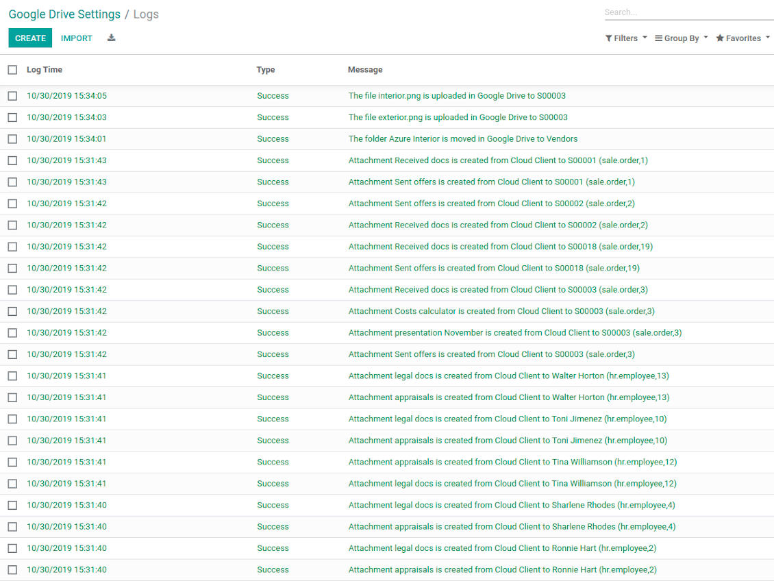 Logged synchronization activities