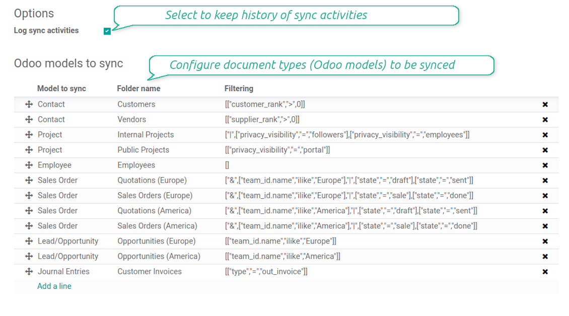 Odoo to-sync-models configuration