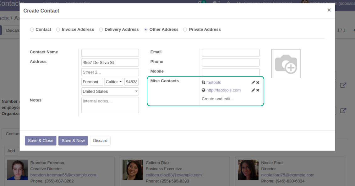 Multiple contact details for Odoo contacts