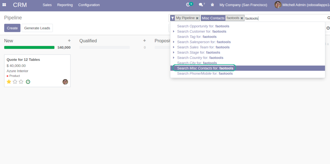 Search by misc contact data