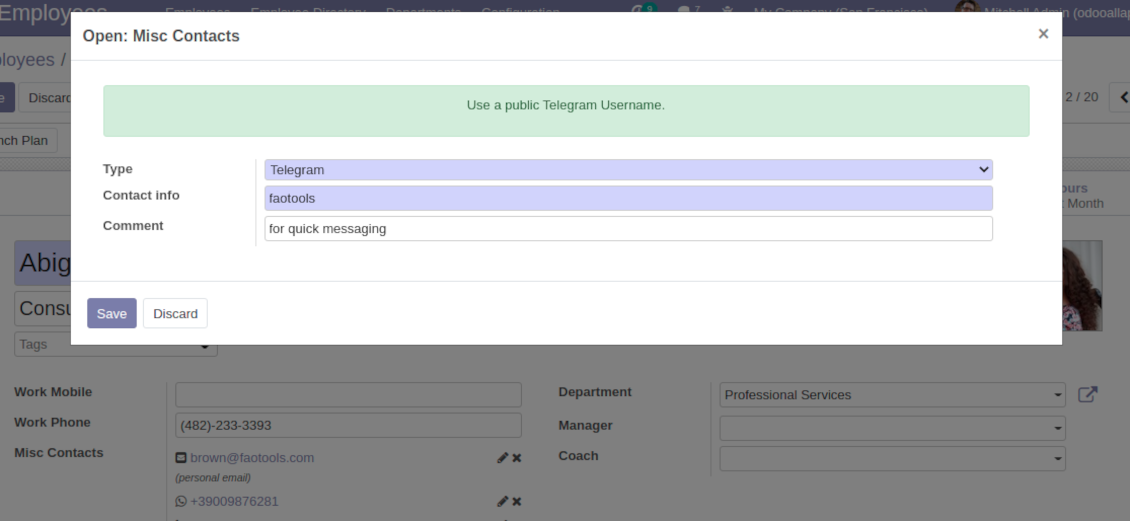 HR contact record create and edit