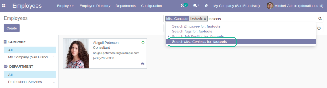 Search by misc contact data