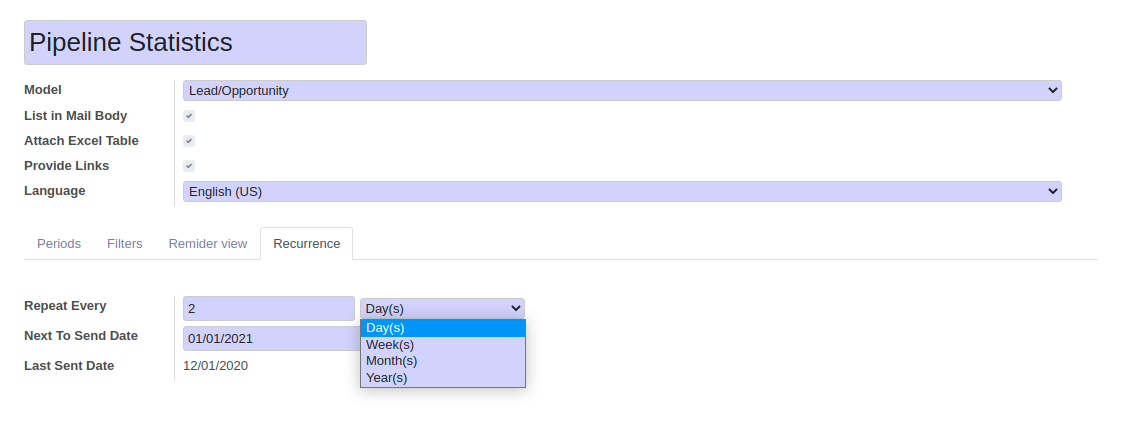Reminders sent time options