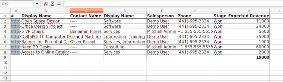 Xlsx table attached to a reminder