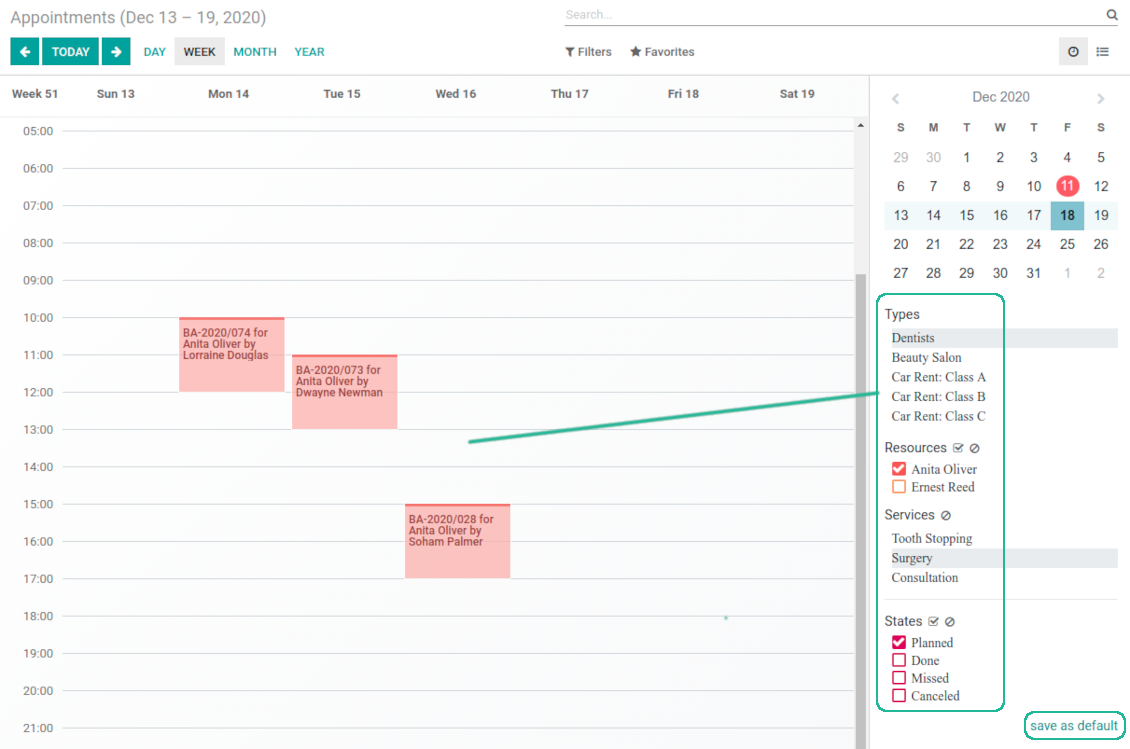 Appointment single view filters