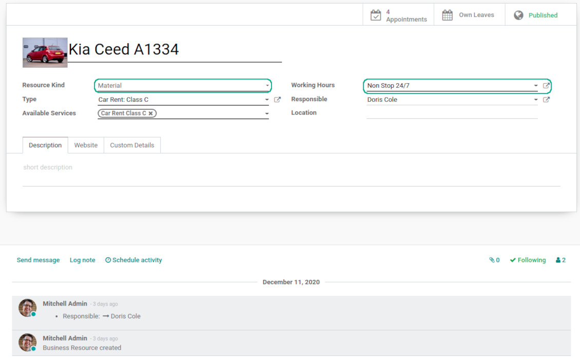 Appointment resource with 24/7 availability
