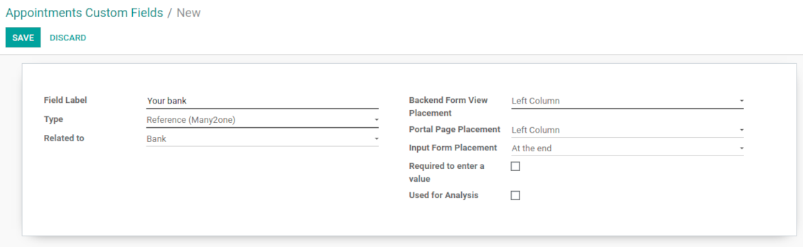 Appointment: new custom field