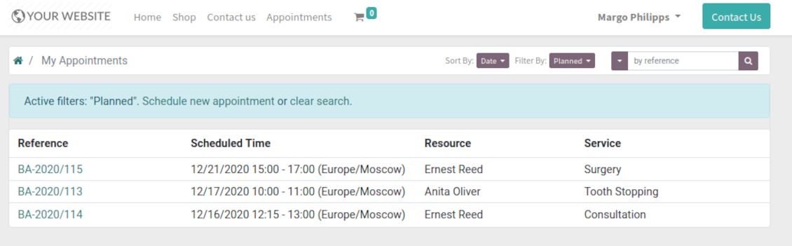 Portal control of reservations