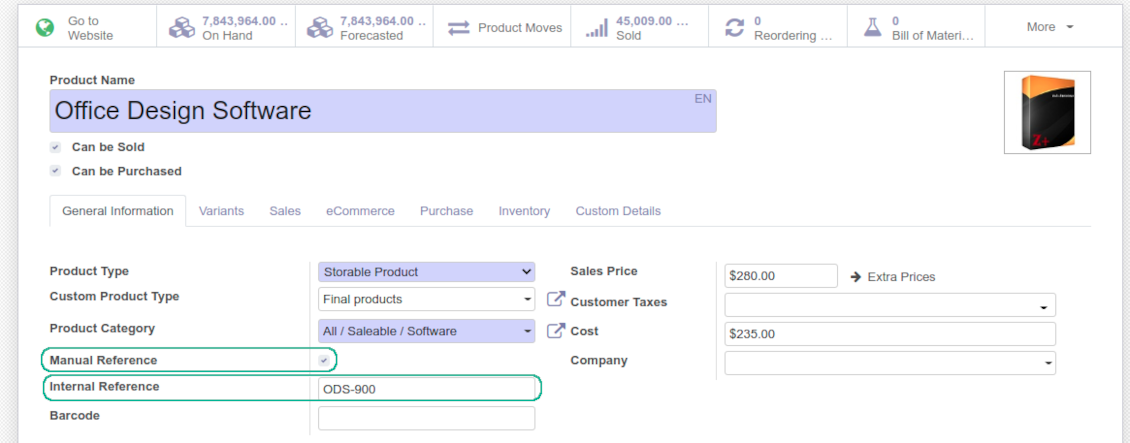 Manual code for products