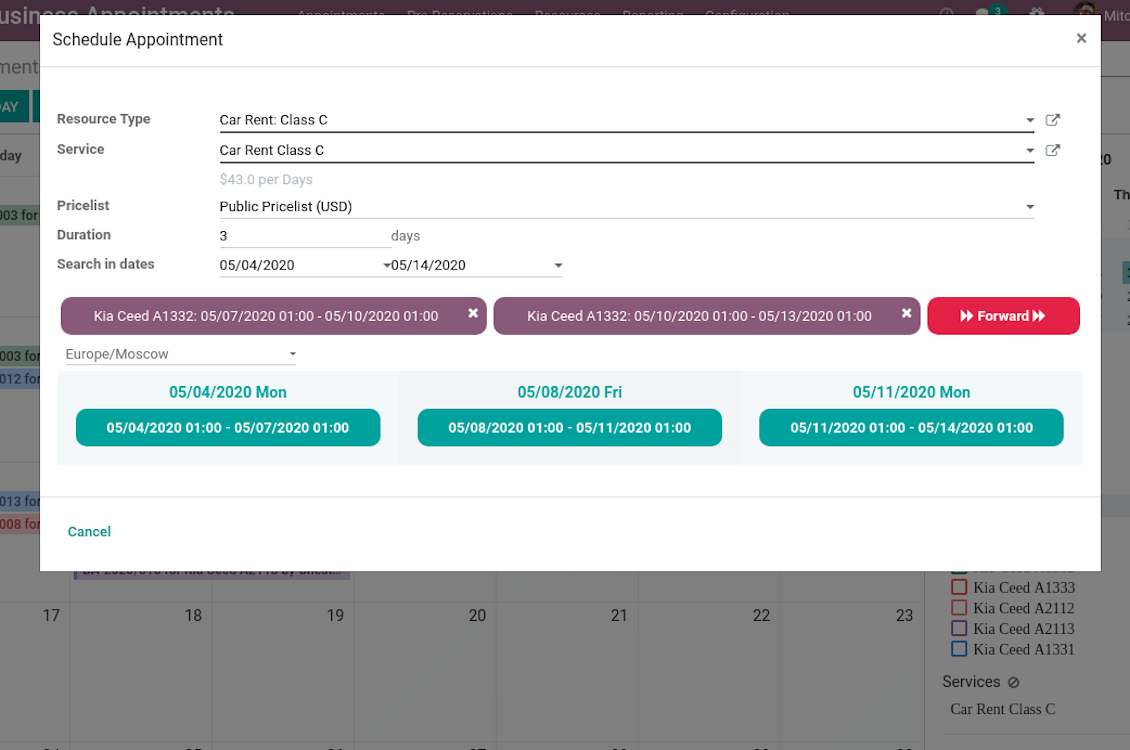 Appointment wizard multi scheduling