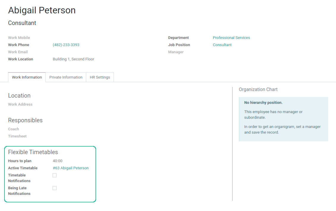 Employee shifts settings