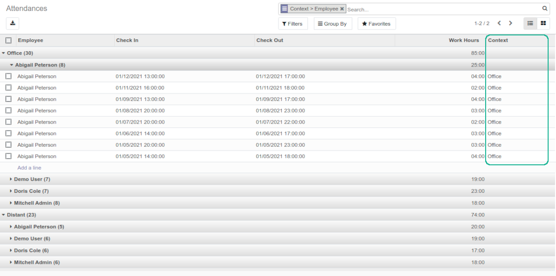 Odoo attendances with reason