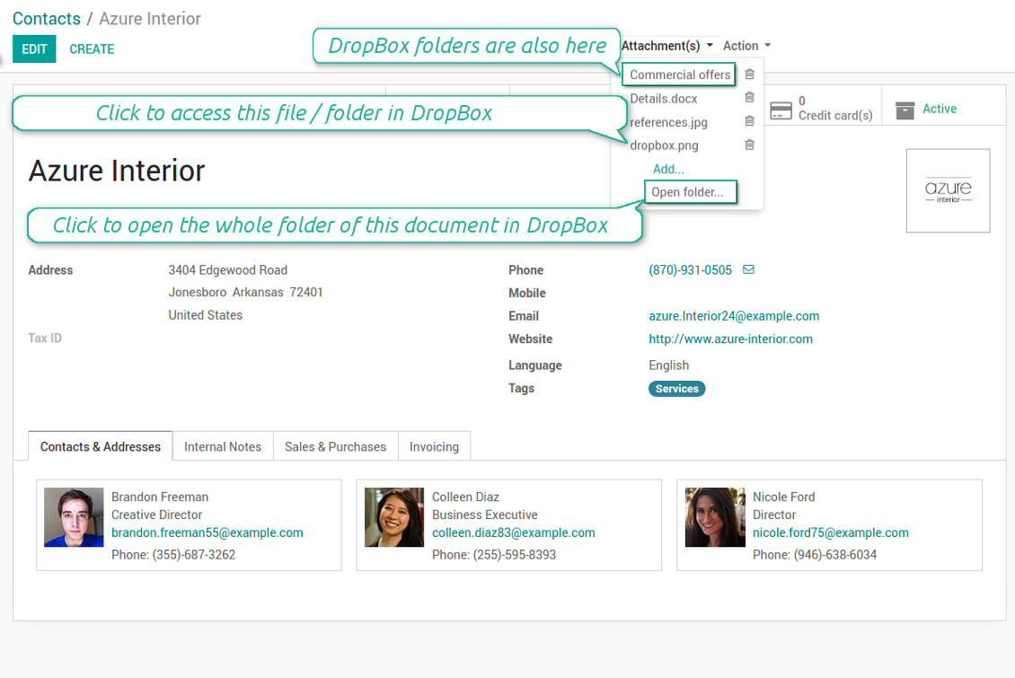 Integrate Odoo and DropBox