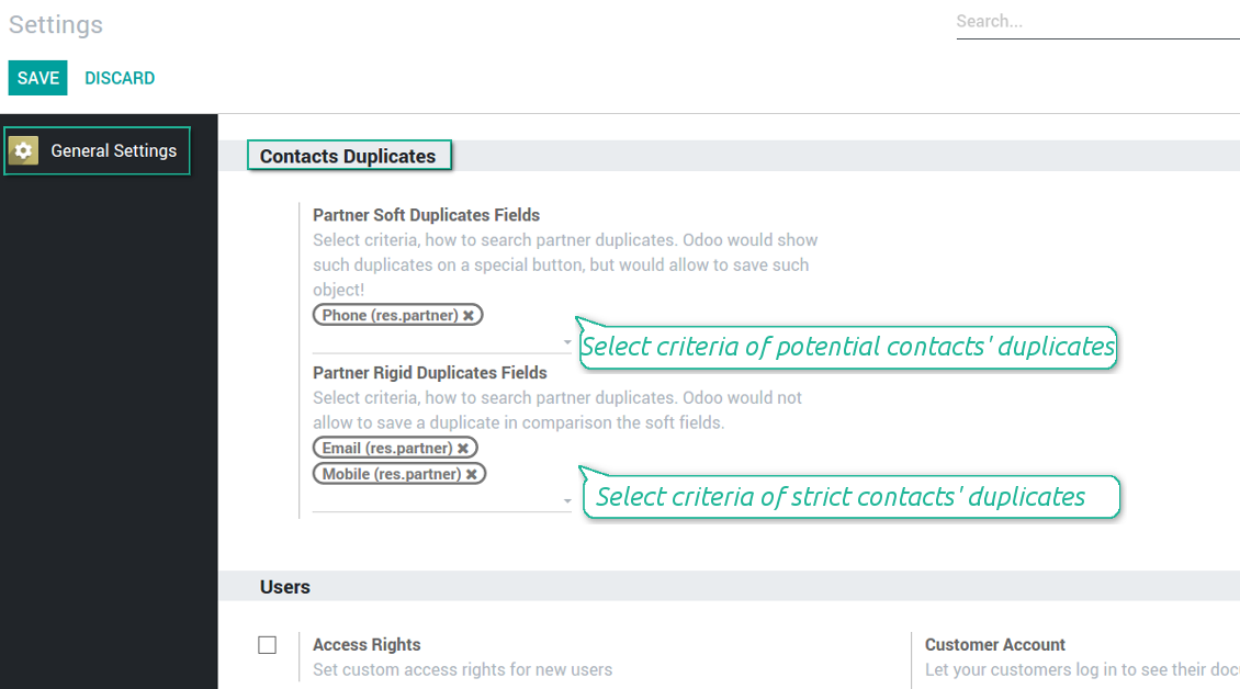 Odoo configure soft and rigid criteria to search duplicates