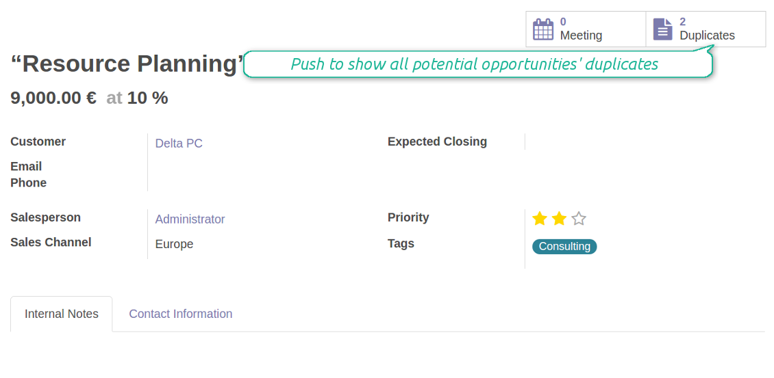 Potential leads/opportunities duplicates