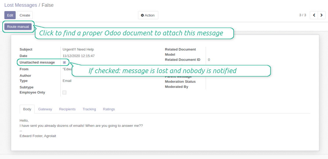 Open Odoo wizard through the button to address lost messages