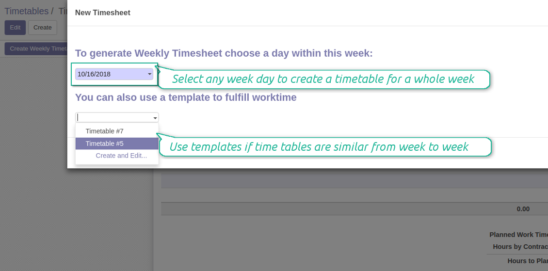 Odoo working shifts templates