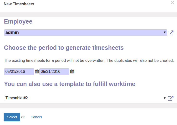 Odoo Create timetable