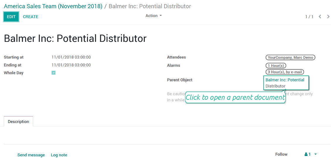 Parent object from Odoo joint event