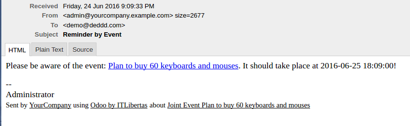 Odoo joint event mail reminder