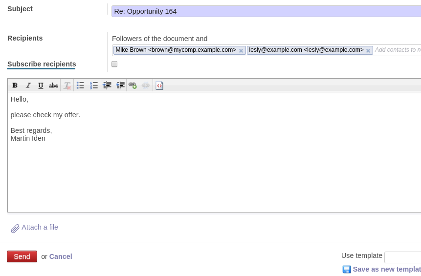 Odoo no subscription by default