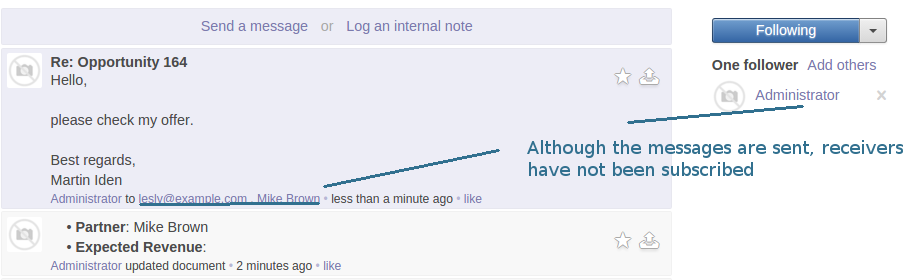 Odoo no subscription in email composer