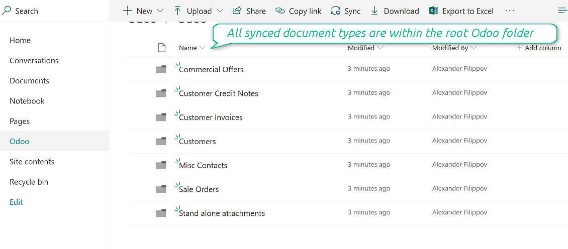 Document types' folders in OneDrive