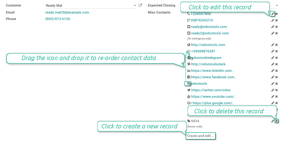 Contact details editable
