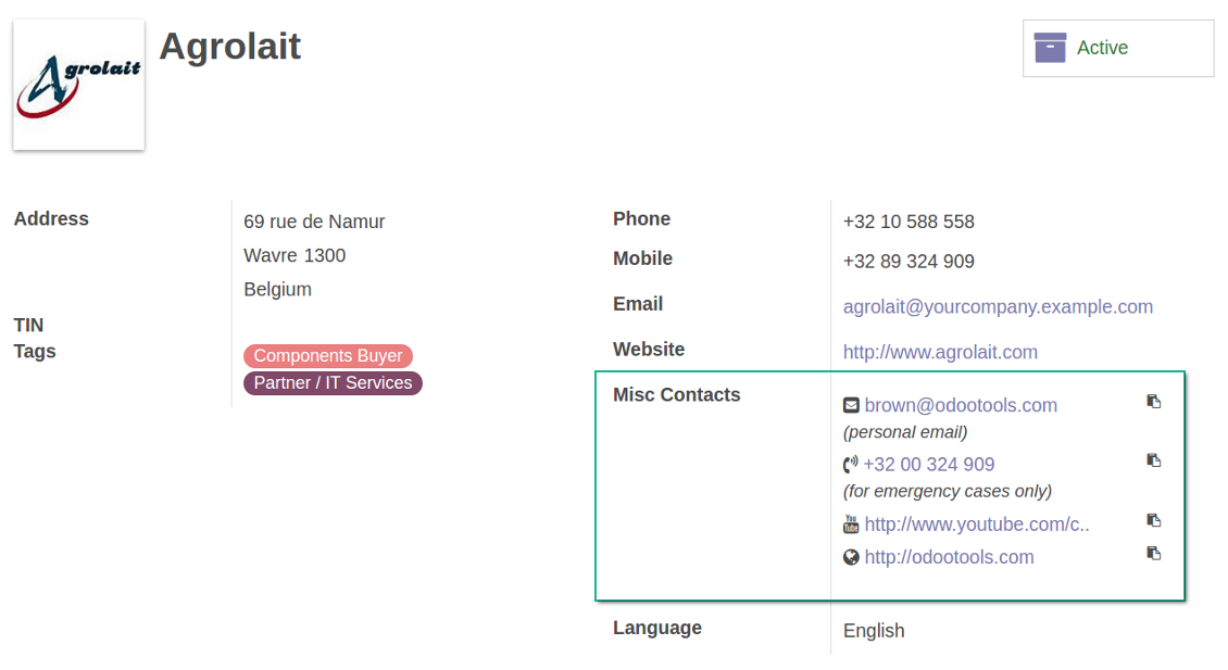 Contact details readonly