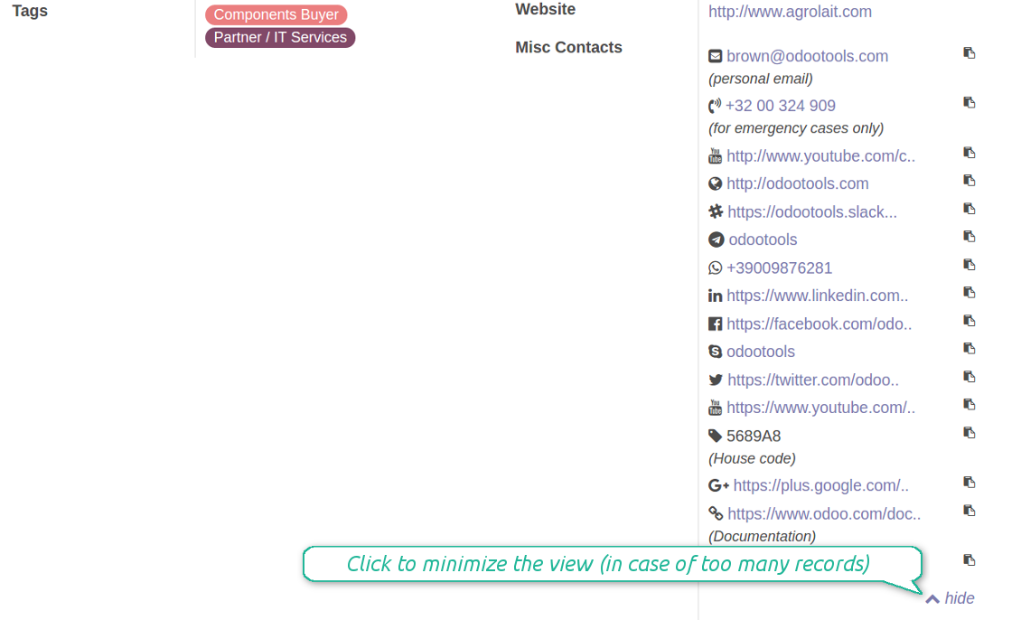 Contact details readonly complete list