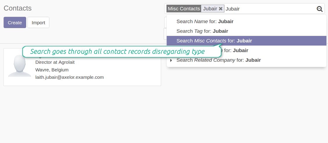 Search by misc contact data