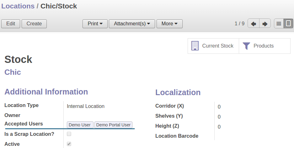 Odoo Locations Restricted Access