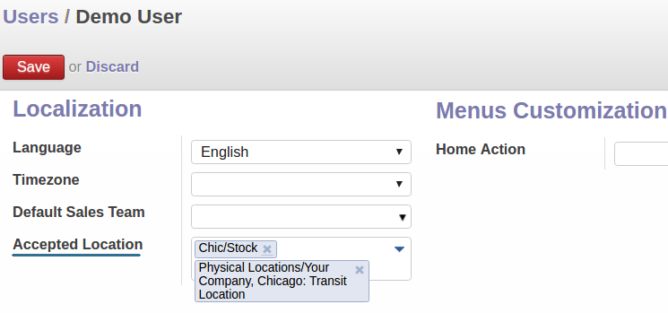 Odoo Locations User Rights