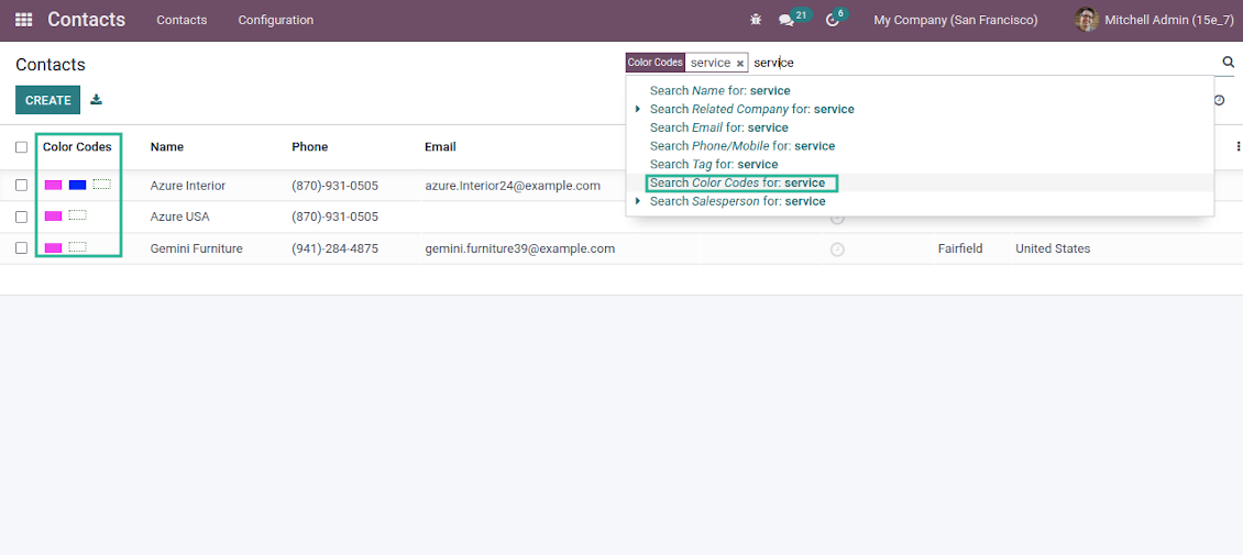 Odoo tree view color codes