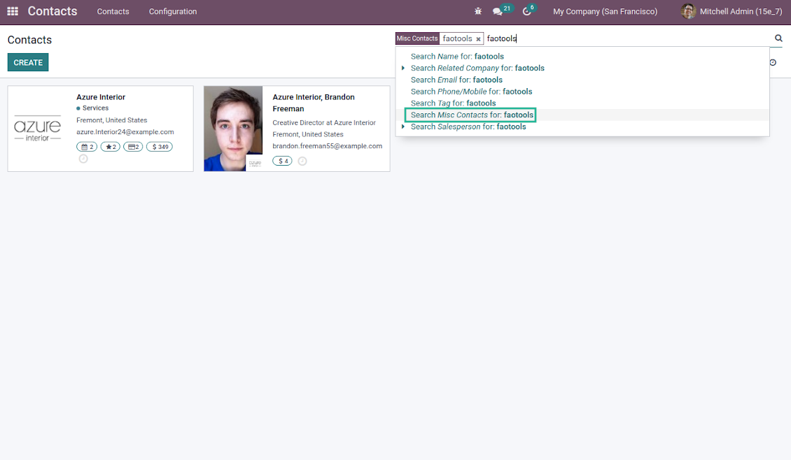 Search by misc contact data