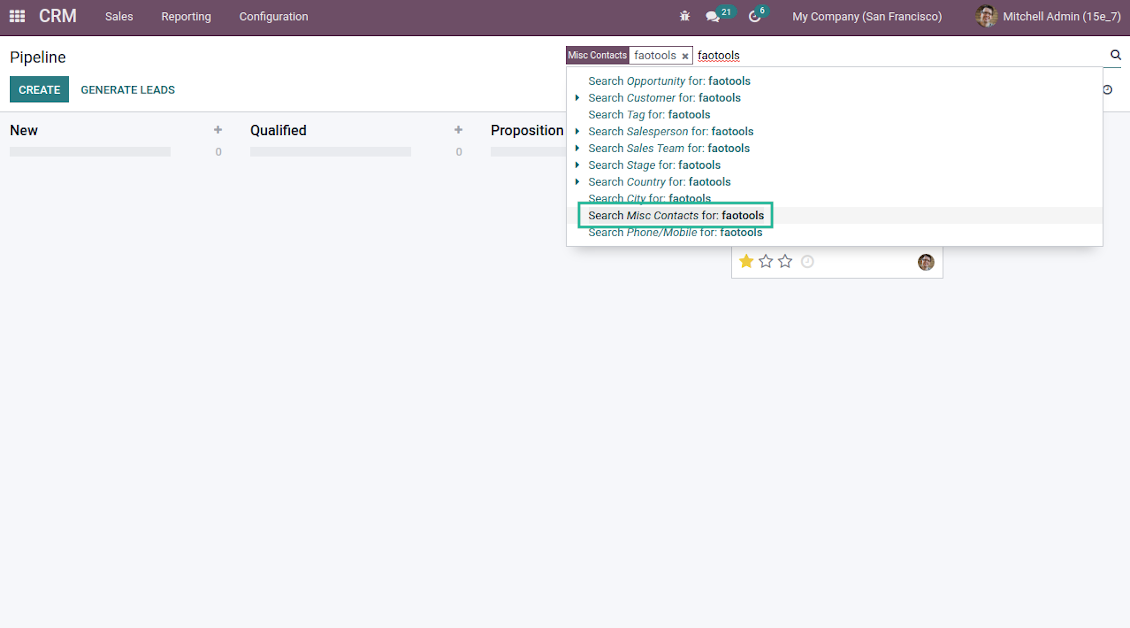 Search by misc contact data