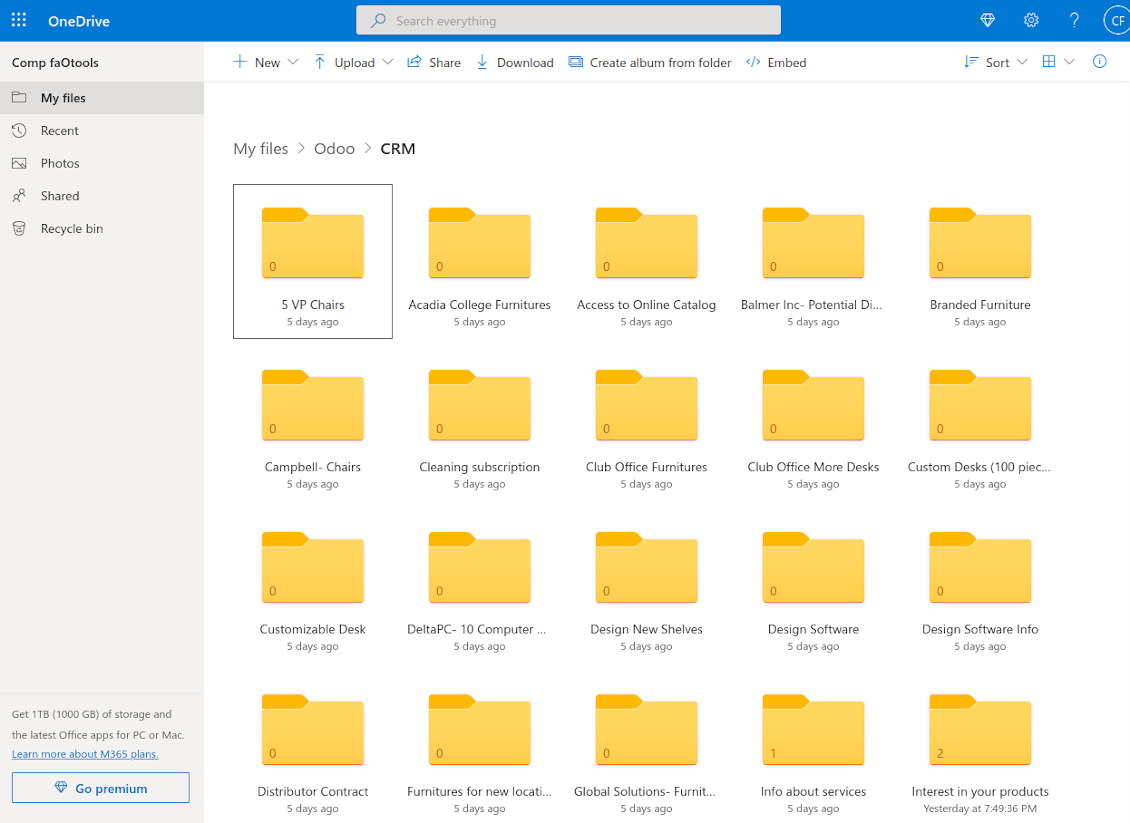 Document-related folder in OneDrive / SharePoint