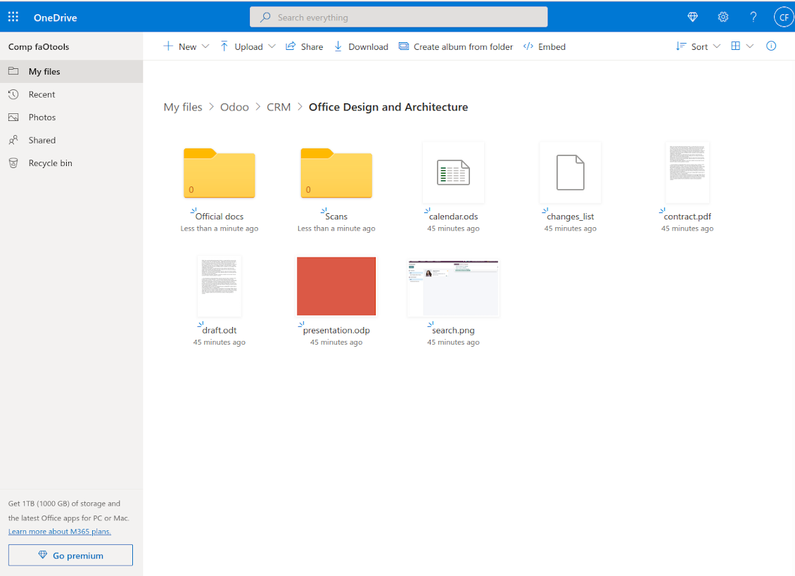 OneDrive / SharePoint files from Odoo attachments