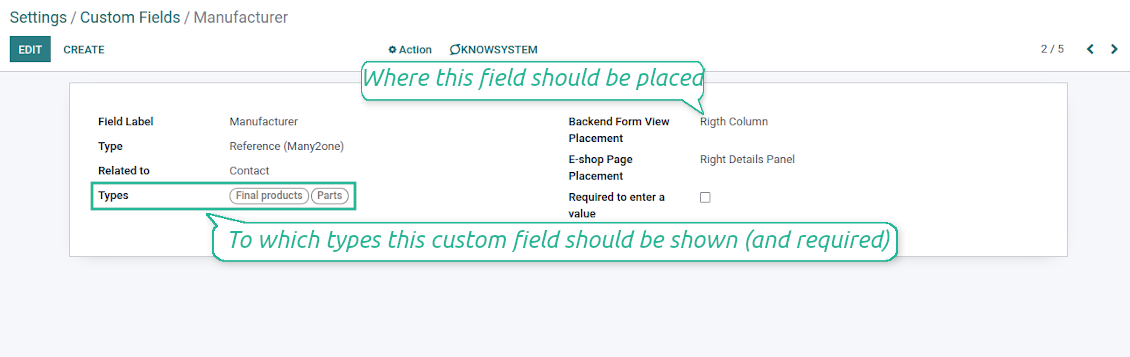 Custom fields depend on template types