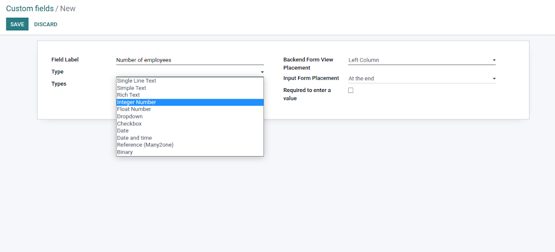 Custom field types for Odoo opportunities