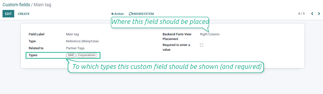 Custom fields depend on partner type