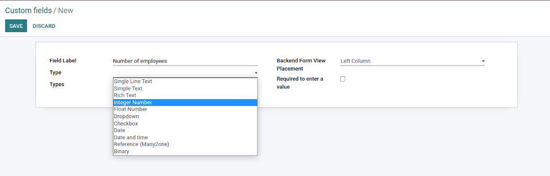 Field types for Odoo partners